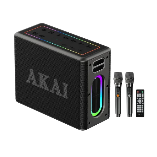 AKAI ABTSW-120 Αδιάβροχο Φορητό Ηχείο Bluetooth με 2 Ασύρματα Μικρόφωνα, TWS, 80W