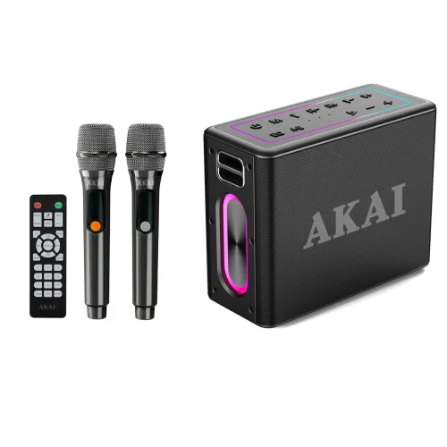 AKAI ABTSW-120 Αδιάβροχο Φορητό Ηχείο Bluetooth με 2 Ασύρματα Μικρόφωνα, TWS, 80W