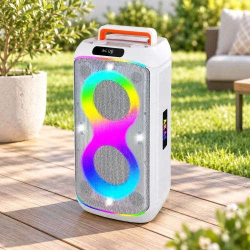 Akai Sonic X10 Φορητό Ηχείο 75W με Bluetooth 5.3, FM, TWS & Ασύρματο Μικρόφωνο (Λευκό)