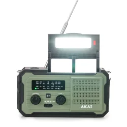 Akai APR-801 Ραδιόφωνο Επιβίωσης με Ηλιακό Πάνελ, Δυναμό, Bluetooth & Power Bank (Πράσινο)