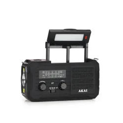 Akai APR-801 Ραδιόφωνο Επιβίωσης με Ηλιακό Πάνελ, Δυναμό, Bluetooth & Power Bank (Μαύρο)