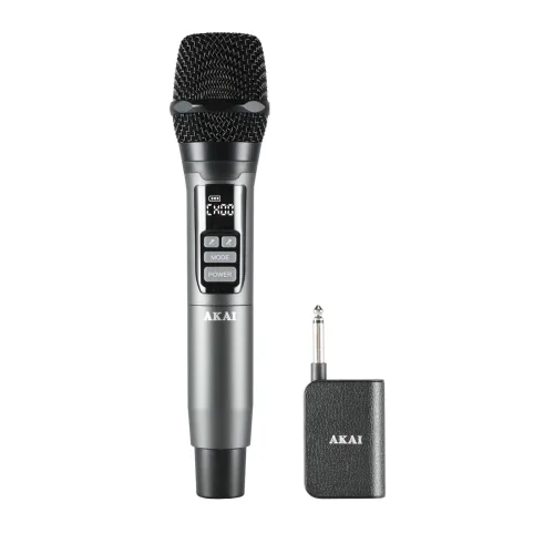 Akai AMW-250BT Ασύρματο Μικρόφωνο Χειρός με Δέκτη, 2.4GHz (Ασημί/Μαύρο)