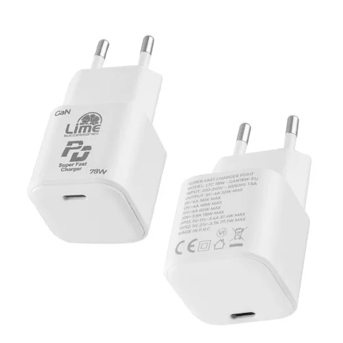 Lime LTC78W Φορτιστής Ταξιδιού GaN PD 3.0 78W (8368080)