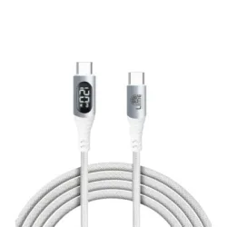 Lime LBLCC01 Ανθεκτικό Πλεκτό Καλώδιο USB-C σε USB-C με Οθόνη LED 120W, 1,2m Λευκό (8386688)
