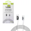 Lime LBLCC01 Ανθεκτικό Πλεκτό Καλώδιο USB-C σε USB-C με Οθόνη LED 120W, 1,2m Λευκό (8386688)