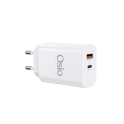 Osio OTU-5965W Ταχυφορτιστής Ρεύματος GaN 65W PD με USB-A & USB-C (Λευκός)