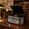 Akai ATT-350CC – Ρετρό Πικάπ 3 Ταχυτήτων με CD, Κασέτα, AM/FM, Bluetooth 5.0 & USB Recording (2×4W)