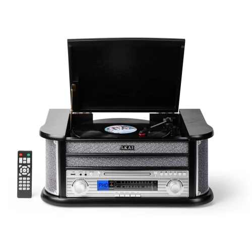 Akai ATT-350CC – Ρετρό Πικάπ 3 Ταχυτήτων με CD, Κασέτα, AM/FM, Bluetooth 5.0 & USB Recording (2×4W)