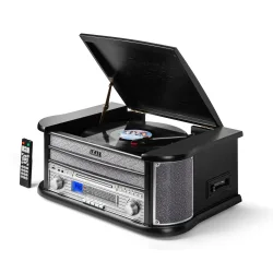 Akai ATT-350CC – Ρετρό Πικάπ 3 Ταχυτήτων με CD, Κασέτα, AM/FM, Bluetooth 5.0 & USB Recording (2×4W)