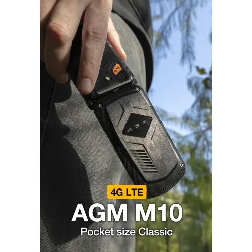 Agm M10 – Ανθεκτικό Flip Κινητό 4G LTE με IP68/IP69K & MIL-STD-810H, SOS & Φακό (Μαύρο)