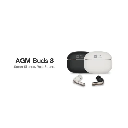 AGM Buds 8 – Ακουστικά Bluetooth 5.4 με 13mm Driver & ANC έως -25dB, IPX4, Μπεζ
