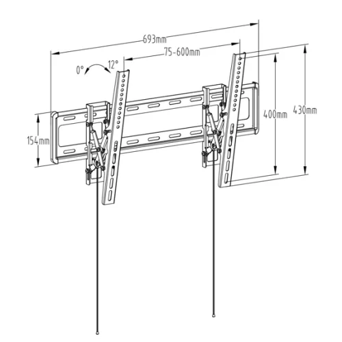 Osio OSM-7992 Βάση τηλεόρασης Επιτοίχια Από 42’’ έως 90’’, 600×400, 70kg