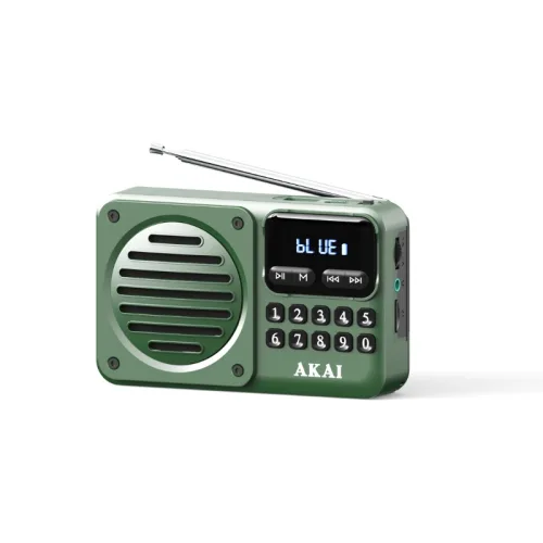 Akai APR-300 Πράσινο μίνι φορητό ρετρό ραδιόφωνο FM/AM, Bluetooth, USB, microSD