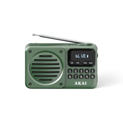 Akai APR-300 Πράσινο μίνι φορητό ρετρό ραδιόφωνο FM/AM, Bluetooth, USB, microSD