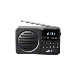 Akai APR-300BK Μαύρο μίνι φορητό ρετρό ραδιόφωνο FM/AM, Bluetooth, USB, microSD