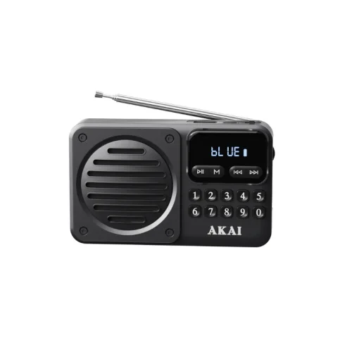 Akai APR-300BK Μαύρο μίνι φορητό ρετρό ραδιόφωνο FM/AM, Bluetooth, USB, microSD