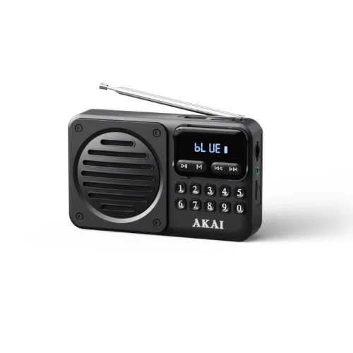 Akai APR-300BK Μαύρο μίνι φορητό ρετρό ραδιόφωνο FM/AM, Bluetooth, USB, microSD