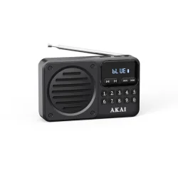 Akai APR-300BK Μαύρο μίνι φορητό ρετρό ραδιόφωνο FM/AM, Bluetooth, USB, microSD