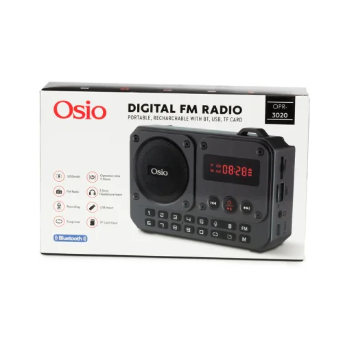 Οsio OPR-3020 Γκρι ψηφιακό φορητό ραδιόφωνο με Bluetooth, AUX, USB, FM, κάρτα TF, REC-5W