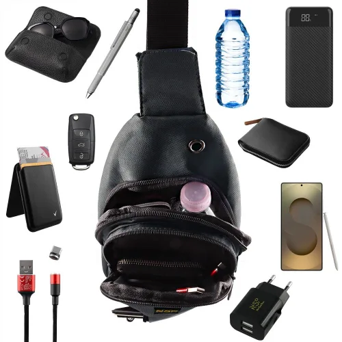 Nsp N122 Τσαντάκι Ώμου Crossbody Αδιάβροχο 5.7L (Σκούρο Γκρι) (8387807)