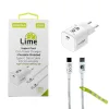 Lime LGC45W Φορτιστής Ταξιδιού GaN PD 3.0/QC 3.0 45W + Πλεκτό Καλώδιο USB-C to USB-C LBCC01 (8402333)