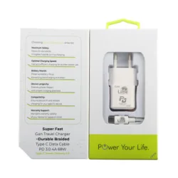 Lime LGC25W Φορτιστής Ταξιδιού GaN PD 3.0 25W + Πλεκτό Καλώδιο USB-C to USB-C LBCC01 (8414664)