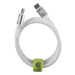 Lime LBMCC03 Ανθεκτικό Μαγνητικό Πλεκτό Καλώδιο USB-C σε USB-C 120W, 1,2m Λευκό (8387333)