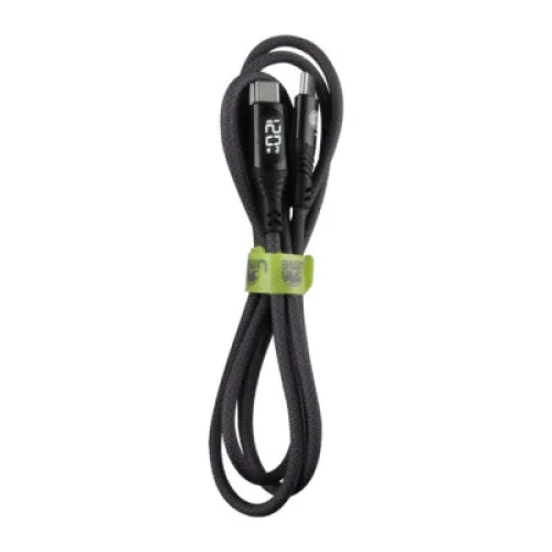 Lime LBLCC02 Ανθεκτικό Πλεκτό Καλώδιο USB-C σε USB-C με Οθόνη LED 120W, 1,2m Γκρι (8387111)