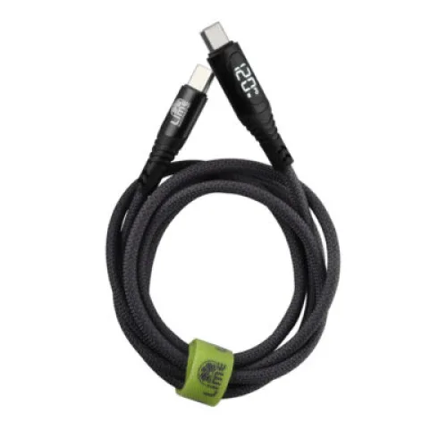 Lime LBLCC02 Ανθεκτικό Πλεκτό Καλώδιο USB-C σε USB-C με Οθόνη LED 120W, 1,2m Γκρι (8387111)