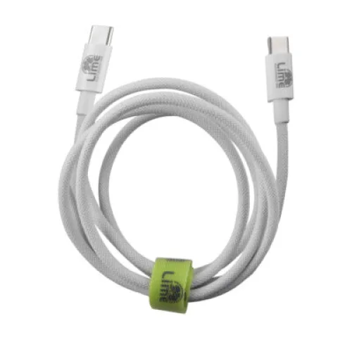 Lime LBCC02 Ανθεκτικό Πλεκτό Καλώδιο USB-C σε USB-C 120W, 1m Λευκό (8386664)