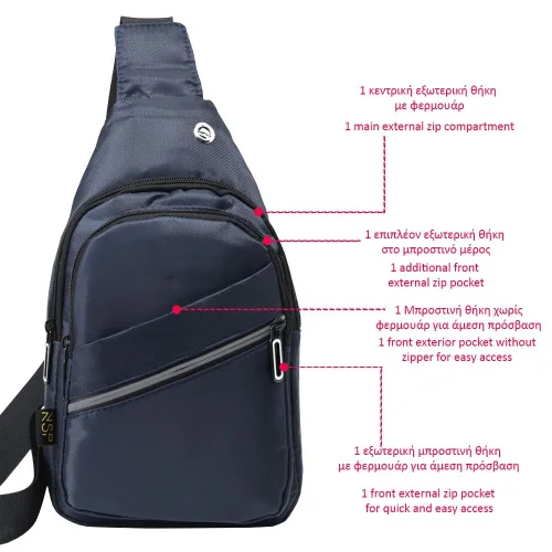 Nsp N120 Sport Αδιάβροχο Τσαντάκι Crossbody 5.7L (Μπλε) (8387913)