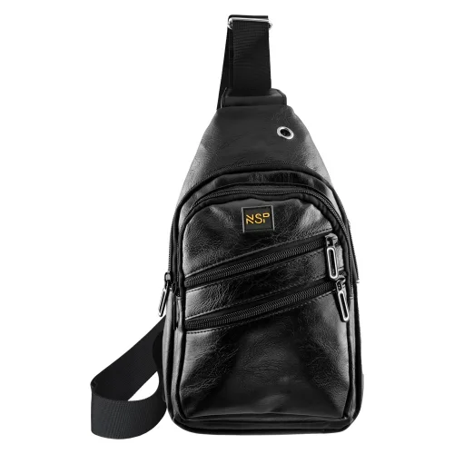 Nsp N121 Force Δερμάτινο Τσαντάκι Crossbody 5.7L (Μαύρο) (8387821)