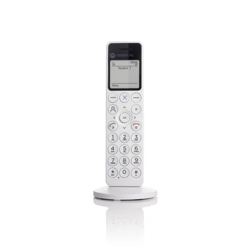 Motorola DOT 411 – Ασύρματο Τηλέφωνο DECT με Τηλεφωνητή, Hands-Free, Φραγή Κλήσεων & Φωτιζόμενη Οθόνη (Λευκό)