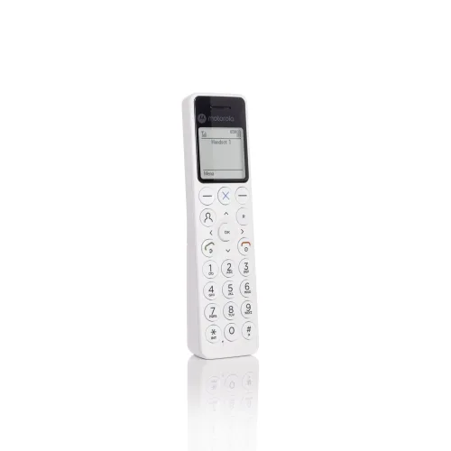Motorola DOT 411 – Ασύρματο Τηλέφωνο DECT με Τηλεφωνητή, Hands-Free, Φραγή Κλήσεων & Φωτιζόμενη Οθόνη (Λευκό)