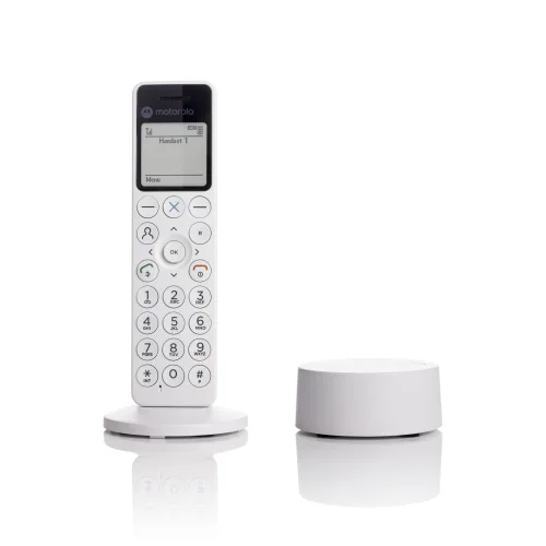 Motorola DOT 411 – Ασύρματο Τηλέφωνο DECT με Τηλεφωνητή, Hands-Free, Φραγή Κλήσεων & Φωτιζόμενη Οθόνη (Λευκό)
