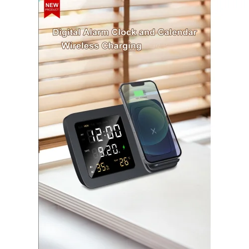 Akai ACRW-3500 – Ασύρματος Φορτιστής Qi έως 15W με Διπλό Ξυπνητήρι, LED Οθόνη & Αισθητήρες Θερμοκρασίας/Υγρασίας