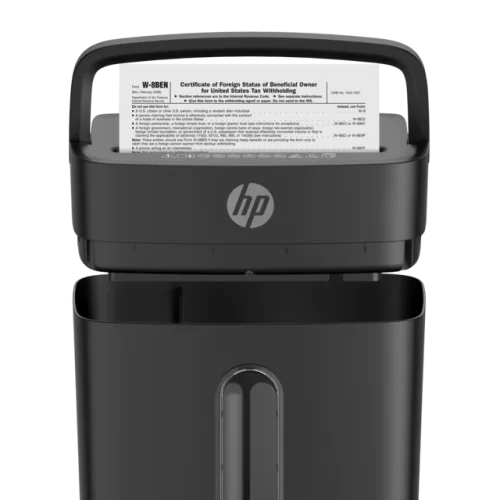 HP OneShred 8CC (2826) – Καταστροφέας Εγγράφων P-4 Σταυρωτής Κοπής για 8 Φύλλα με Κάδο 15L (Μαύρος/Ασημί, 200W)