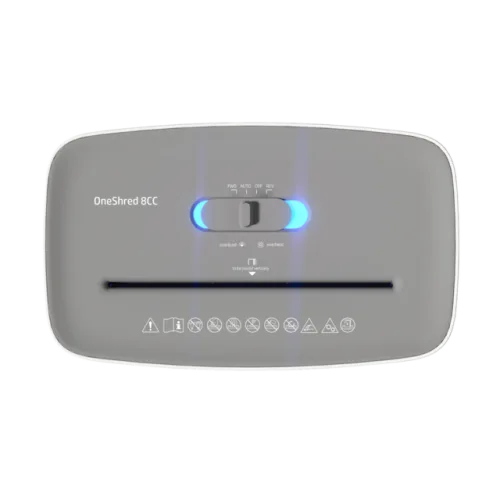 HP OneShred 8CC (2826) – Καταστροφέας Εγγράφων P-4 Σταυρωτής Κοπής για 8 Φύλλα με Κάδο 15L (Μαύρος/Ασημί, 200W)