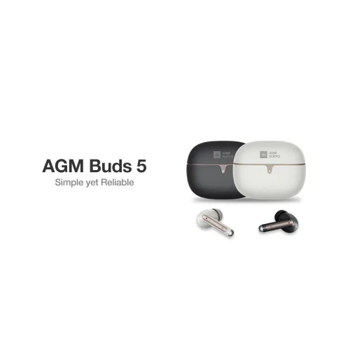AGM Buds 5 – Ακουστικά Bluetooth 5.4 με 13mm Dual Speakers, ANC/ENC & Touch Control, IPX4, Μπεζ