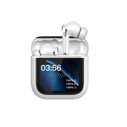 AKAI BTE-J600W AENC Ασύρματα Ακουστικά Bluetooth 6.0 με ANC/ENC, 4 Μικρόφωνα & Θήκη με Οθόνη 2.01″ – έως 60h (Λευκά)