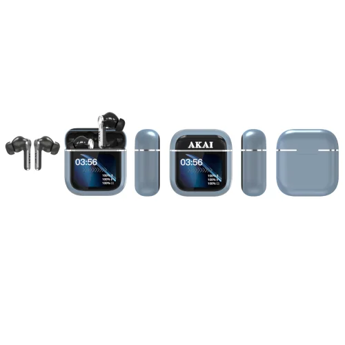 AKAI BTE-J600BL AENC Ασύρματα Ακουστικά Bluetooth 6.0 με ANC/ENC, 4 Μικρόφωνα & Θήκη με Οθόνη 2.01″ – έως 60h (Μπλε)