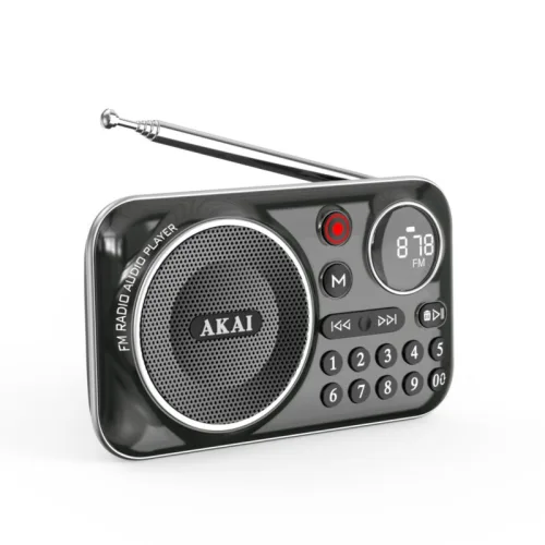 Akai APR-500BK Μαύρο φορητό ραδιόφωνο με Bluetooth, USB, TF, REC, έξοδο ακουστικών και οθόνη-2.5W