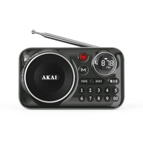 Akai APR-500BK Μαύρο φορητό ραδιόφωνο με Bluetooth, USB, TF, REC, έξοδο ακουστικών και οθόνη-2.5W