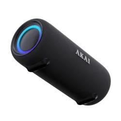 Akai ABTSW-40 Μαύρο φορητό αδιάβροχο ηχείο IPX5 με ύφασμα, Bluetooth, USB, AWS, handsfree, RGB lights και ιμάντα ώμου-15W RMS