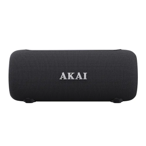 Akai ABTSW-40 Μαύρο φορητό αδιάβροχο ηχείο IPX5 με ύφασμα, Bluetooth, USB, AWS, handsfree, RGB lights και ιμάντα ώμου-15W RMS