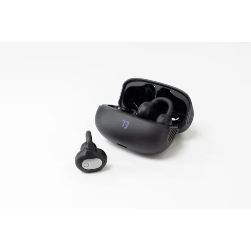 AGM Open Buds 1 – Open-Ear Ακουστικά Bluetooth 5.4 με ANC & LED Display, IPX4, Μαύρο
