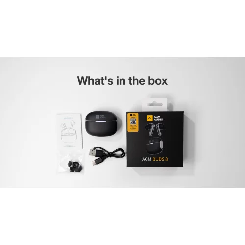 AGM Buds 8 – Ακουστικά Bluetooth 5.4 με 13mm Driver & ANC έως -25dB, IPX4, Μαύρο