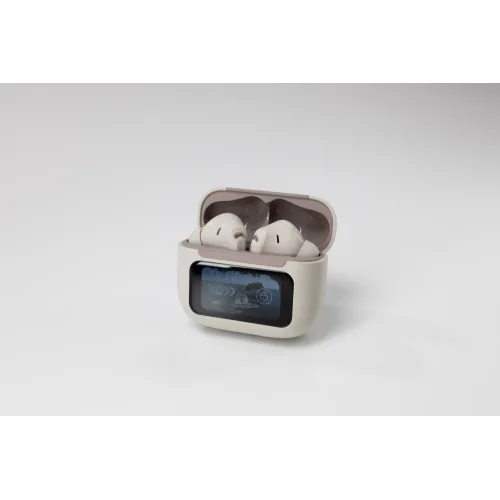 AGM Buds 9 – Ακουστικά Bluetooth 5.4 με ANC έως -25dB & Smart Θήκη με Οθόνη Αφής, IPX4, Μπεζ