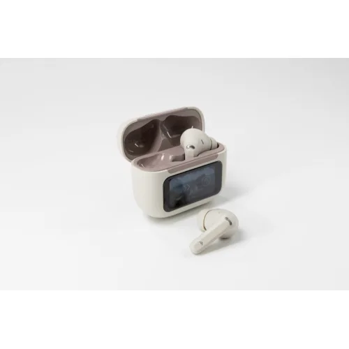 AGM Buds 9 – Ακουστικά Bluetooth 5.4 με ANC έως -25dB & Smart Θήκη με Οθόνη Αφής, IPX4, Μπεζ