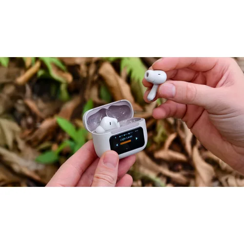 AGM Buds 9 – Ακουστικά Bluetooth 5.4 με ANC έως -25dB & Smart Θήκη με Οθόνη Αφής, IPX4, Μπεζ
